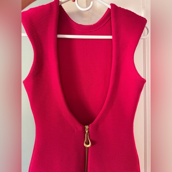 Aje Rushes Raffia Knit Midi Dress in Deep Fuschia Pink size small - Picture 7 of 13